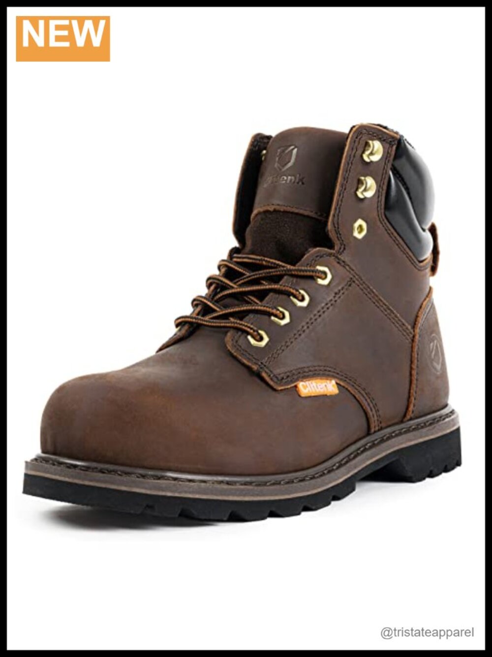 Steel Toe Boots Men Waterproof 6 Inch Full Grain Leather Slip On Work Boots